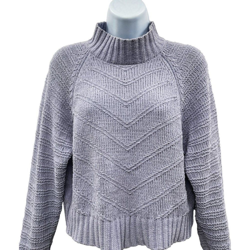 Generation K Mock Neck Cropped Long Sleeve Mock Neck Knit Sweater Top Lavender - Picture 5 of 7